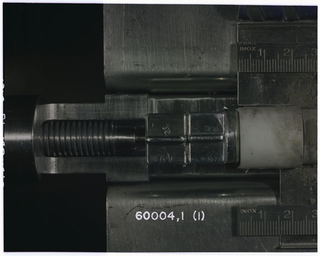 Color photograph of Apollo 16 Core Sample(s) 60004,1; 1 of 10 Processing photograph a Core Tube .
