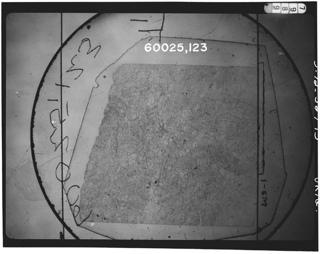 Black and white Thin Section photograph of Apollo 16 Sample(s) 60025,123.