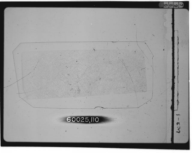 Black and white Thin Section photograph of Apollo 16 Sample(s) 60025,110.