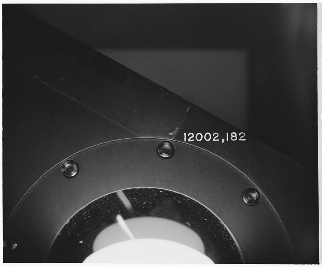 Black and white Processing photograph of Apollo 12 Sample(s) 12002,182 of a Display Sample.