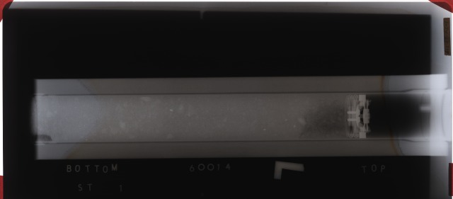 X-Ray photograph of Apollo 16 Core sample 60014.