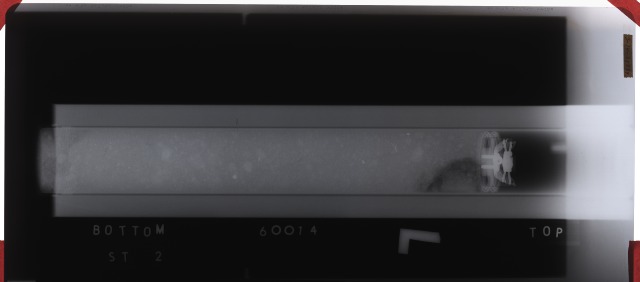 X-Ray photograph of Apollo 16 Core sample 60014.
