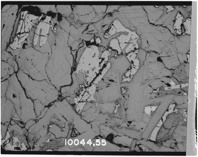 Black and white 2.7 MM Thin Section photograph of Apollo 11 Sample(s) 10044,55.