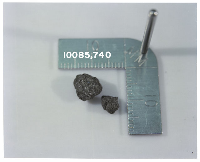 Color photograph of Apollo 11 Sample(s) 10085,740; Processing photograph displaying >1 MM fines .