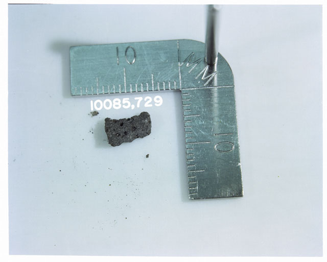 Color photograph of Apollo 11 Sample(s) 10085,729; Processing photograph displaying >1 MM fines .
