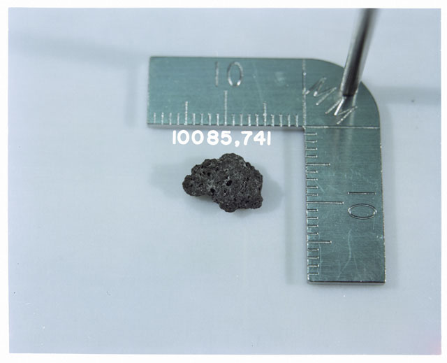 Color photograph of Apollo 11 Sample(s) 10085,741; Processing photograph displaying >1 MM fines .