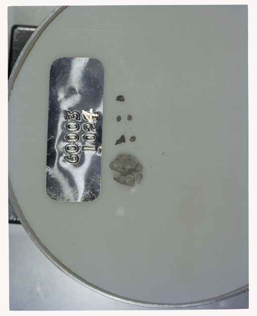 Color photograph of Apollo 16 Core Sample 60003,1024; Processing photograph displaying >1 MM Core Fines .