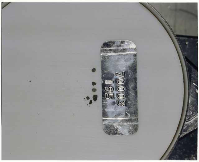 Color photograph of Apollo 17 Sample(s) 70003,195; Processing photograph displaying a group of >1 MM Core.
