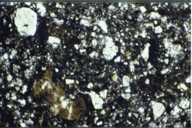 Color 1.4 MM Thin Section photograph of Apollo 12 Sample(s) 12034,35 using transmitted light.