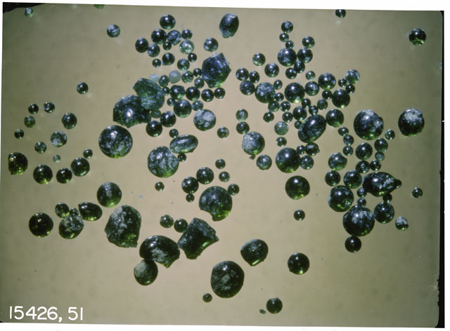 Close-Up of green glass spheres Photograph of Apollo 15 Sample(s) 15426,51