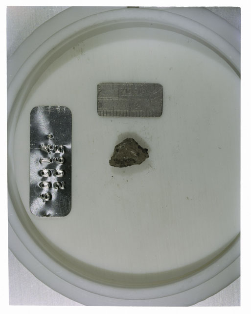 Color photograph of Apollo 16 Core Sample 60014,2065; Processing photograph displaying Core Fines .