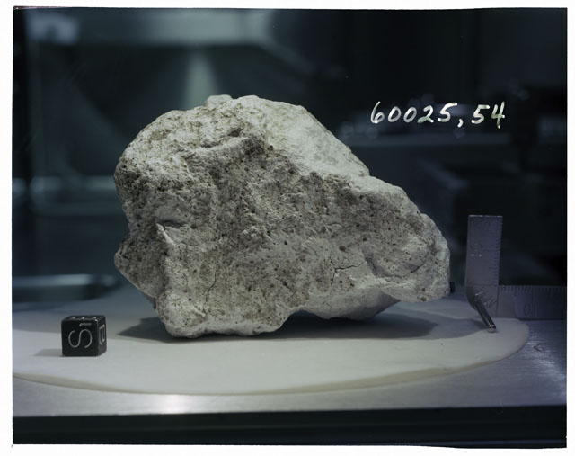Color photograph of Apollo 16 Sample(s) 60025, 54; Ortho photo with orientation S.